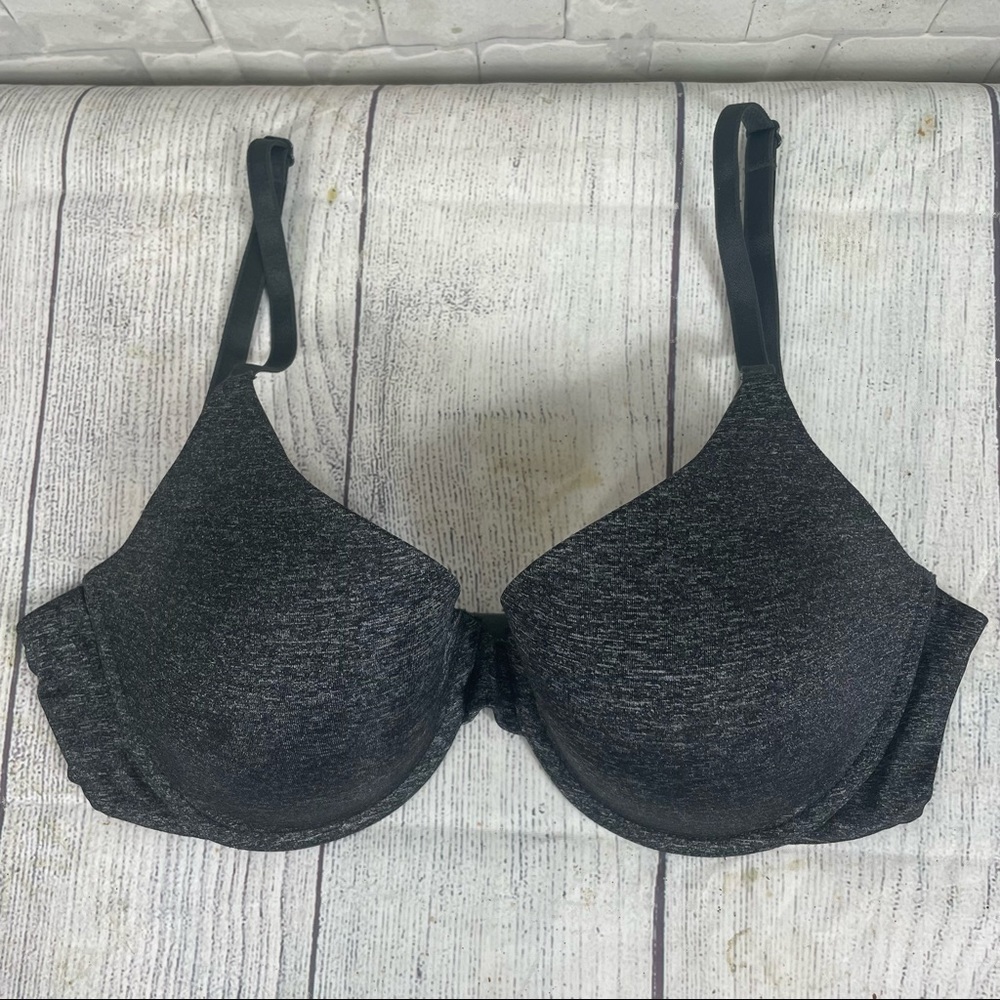 Victoria’s Secret T-Shirt Uplift Semi Demi Black Metallic Marled Push-up Bra 32D - Picture 2 of 10
